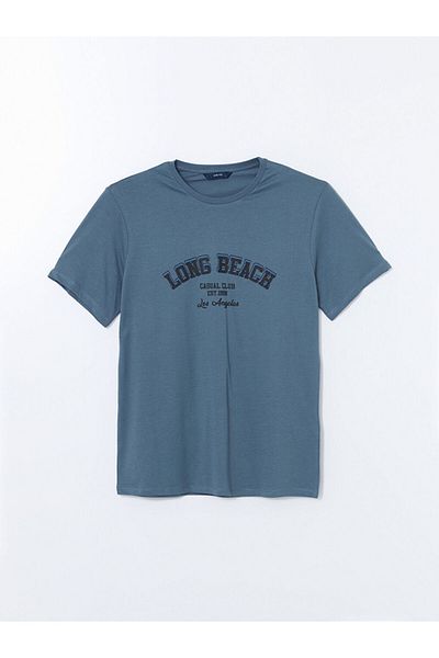 LC Waikiki Tricou pentru bărbați din bumbac pieptănat cu mânecă scurtă cu decolteu