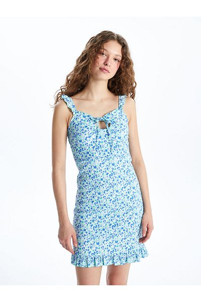 LC Waikiki LCW Lace-Up Collar Patterned Strappy Women's Dress