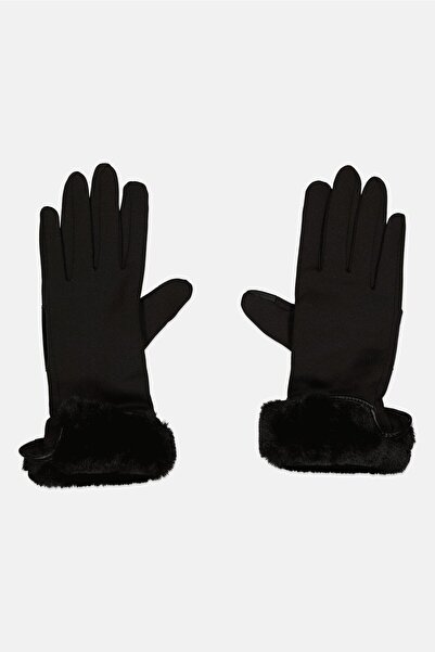 London Fog Women Textured Gloves, Black