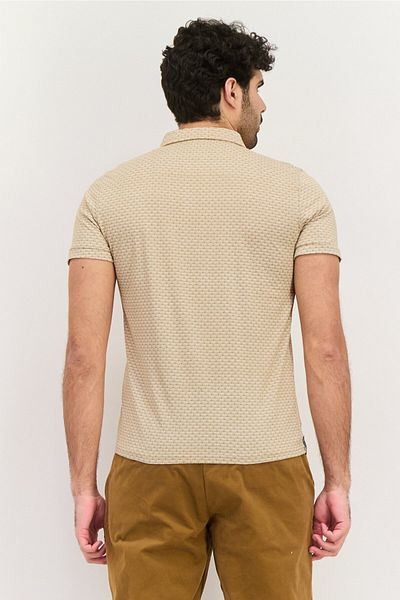 Threadbare Men Regular Fit Allover Printed Short Sleeves Polo, Beige