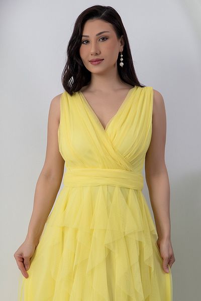 PULLIMM Rochie de seară lungă cu volane dublu 13360