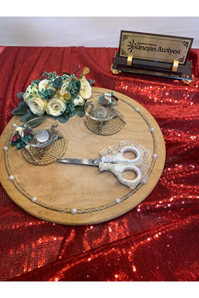 Handmade Söz nişan isteme tepsisi ahşap