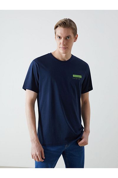 LC Waikiki New Season Crew Neck Κοντό μανίκι εμπριμέ χτενισμένο βαμβακερό ανδρικό Tisort - S5J285Z8