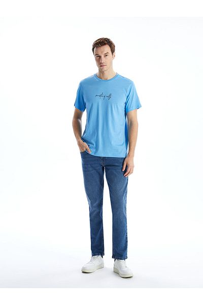 LC Waikiki Tricou pentru bărbați din bumbac pieptănat cu mânecă scurtă cu decolteu și imprimeu de sezon nou - S5KU20Z8