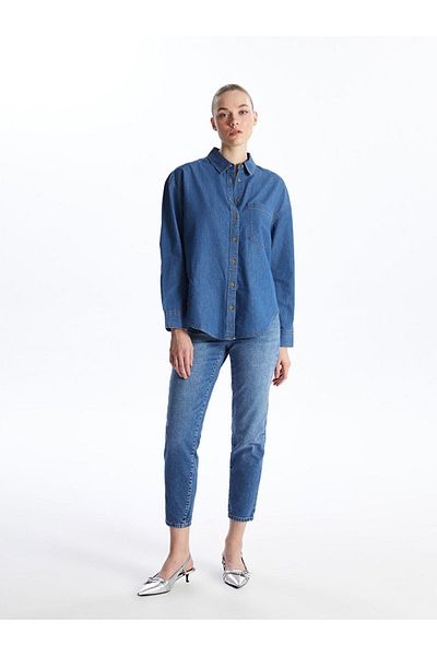 LC Waikiki Pantaloni de jeans pentru femei Mom Fit cu centură în talie