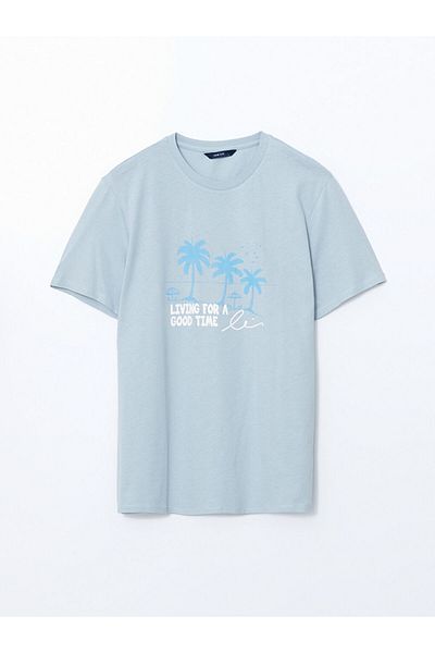 LC Waikiki New Season Crew Neck Short Sleeve Printed Combed Cotton Men's T-Shirt - S5K431Z8