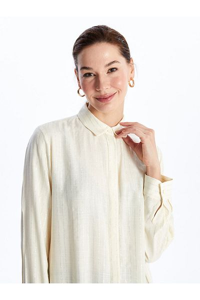 LC Waikiki New Season Striped Linen Look Women's Shirt Tunic - S4Fm74Z8