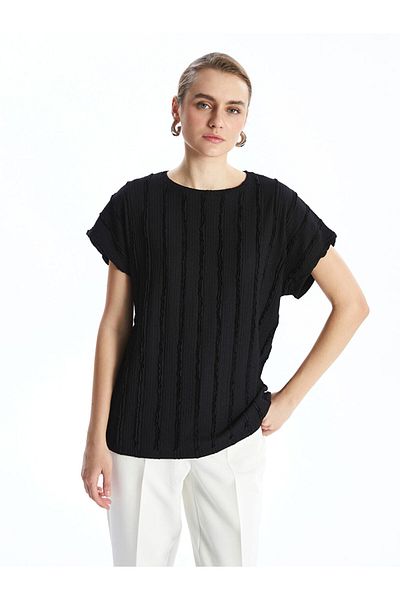 LC Waikiki Tricou de damă cu textura cu gât crew