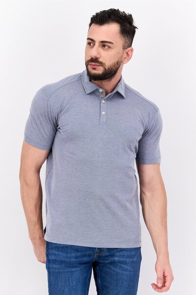 Vintage 1946 Men Regular Fit Micro Stripe Short Sleeves Polo Shirt, Blue