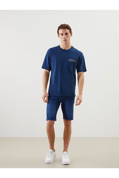 LC Waikiki Ανδρικό μπλουζάκι LCW Crew με κοντό μανίκι με εμπριμέ χτενισμένο βαμβάκι