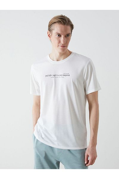 LC Waikiki Νέα σεζόν Crew Neck κοντομάνικο εμπριμέ χτενισμένο βαμβακερό ανδρικό Tisort - S5KO48Z8