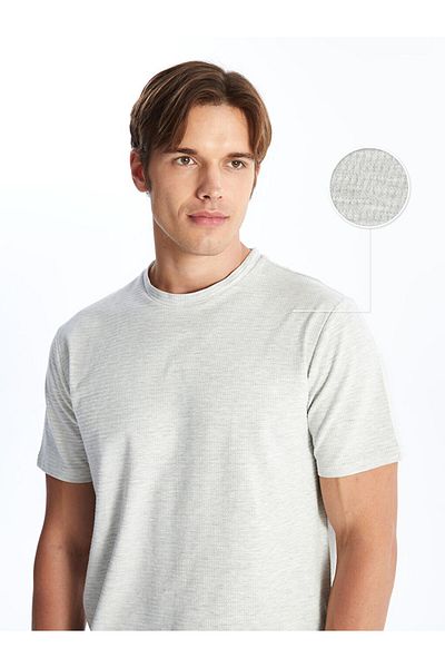 LC Waikiki New Season Crew Neck Short Sleeve Combed Cotton Men's Textured T-Shirt - S4Gd31Z8