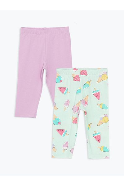 LC Waikiki LCW Elastic Waist Printed Baby Girl Leggings 2-Piece