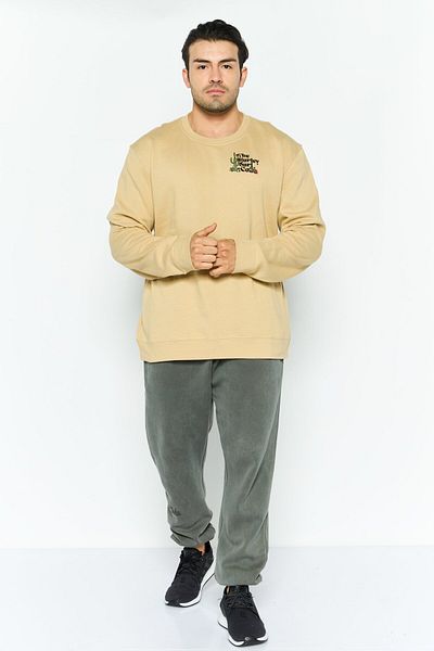 Hurley Men Sportswear Fit Long Sleeve Outdoor Sweatshirt, Beige