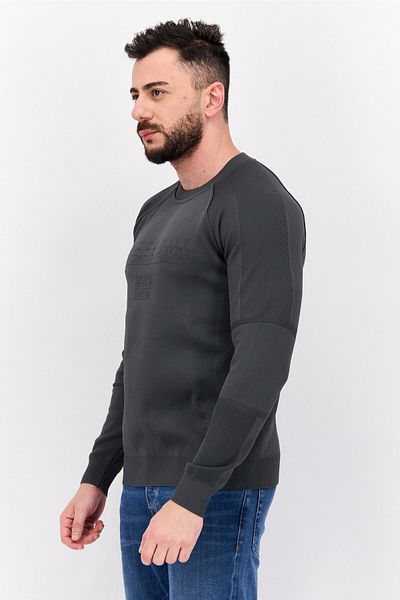 freesoul Men Crew Neck Brand Logo Long Sleeve Sweatshirt, Grey