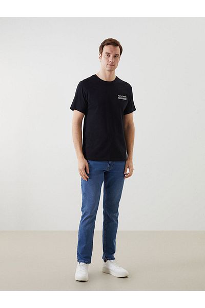 LC Waikiki New Season Crew Neck Κοντό μανίκι εμπριμέ χτενισμένο βαμβακερό ανδρικό Tisort - S5IU15Z8