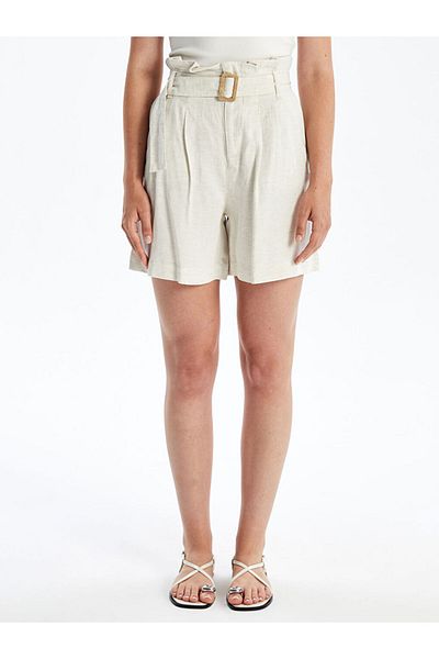 LC Waikiki Lcw Women's Shorts with Belted Linen Blend New Season
