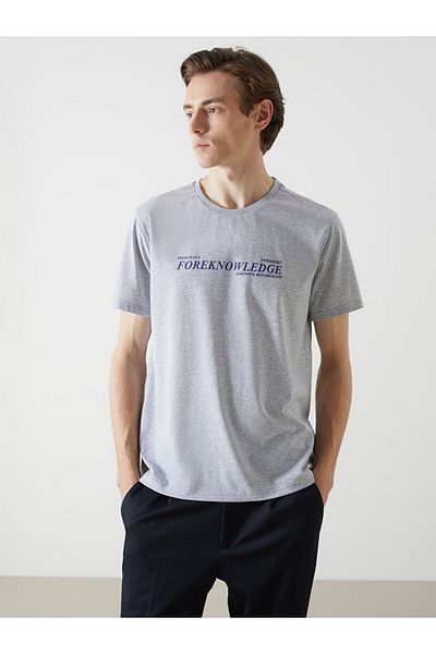 LC Waikiki Νέα σεζόν Crew Neck κοντομάνικο εμπριμέ χτενισμένο βαμβακερό ανδρικό Tisort - S5J874Z8