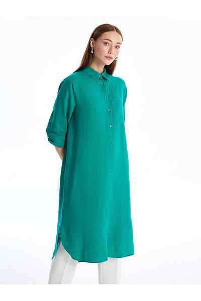 LC Waikiki New Season Plain Oversize Linen Women's Shirt Tunic - S4G203Z8