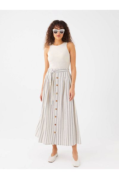 LC Waikiki Striped Women's Skirt with Elastic Waist