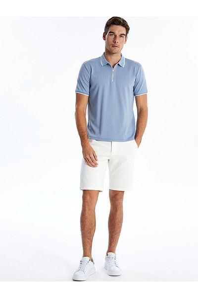 LC Waikiki Tricou texturat pentru bărbați cu mânecă scurtă cu guler polo sezon nou - S4DL40Z8