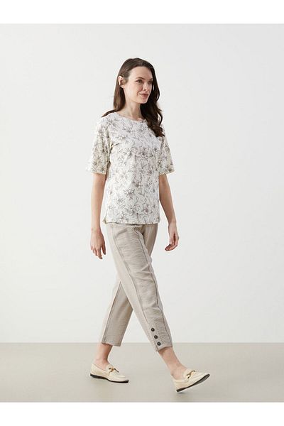 LC Waikiki Linen Look Women's Trousers with Elastic Waist