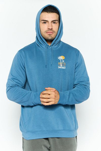 Hurley Men Sportswear Fit Long Sleeves Outdoor Hoodies, Sage Blue