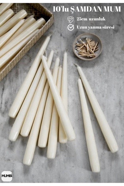 mumbi Şamdan mum 10'lu (konik mum)