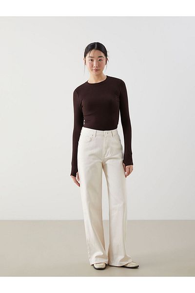 LC Waikiki Xside Beige Wideleg Women's Jeans