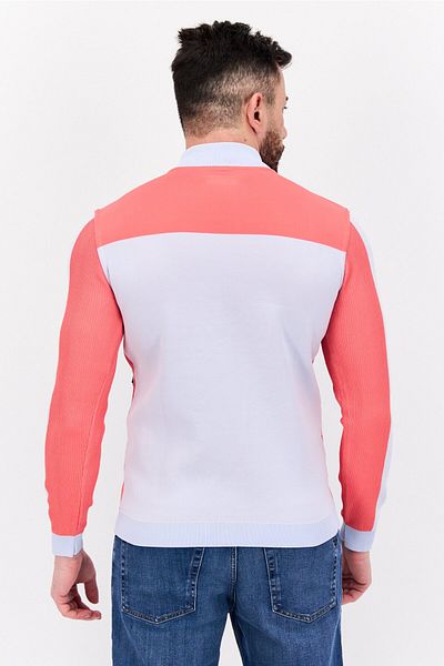 freesoul Men Mock Neck Full Zip Long Sleeve Sweatshirt, Pink