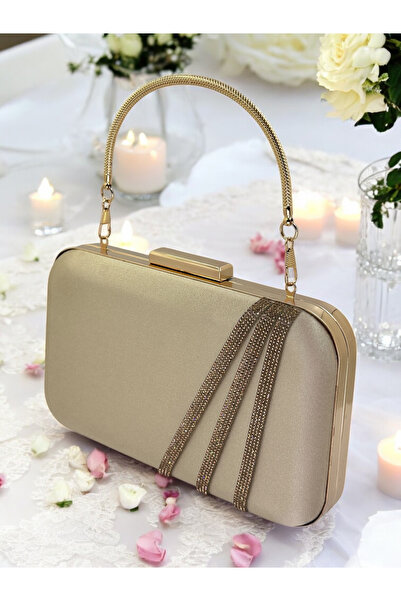 Biçanta عارية اللون الساتان Rosegold حجر مساء اللباس حقيبة مساء حقيبة المشارك...