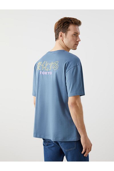 LC Waikiki Tricou pentru bărbați din bumbac pieptănat cu mânecă scurtă cu decolteu