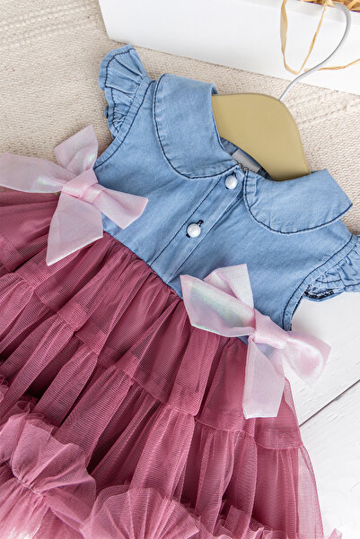 Babymod Bow Baby Collartulle Stylish Birthday Special Day Baby Girl Dress