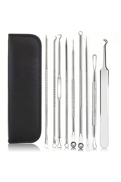 nasilolmaz Paslanmaz Çelik Siyah Nokta ve Çıkarıcı Cımbız Seti 9 Adet ,İnce Çıkarıcı Araç