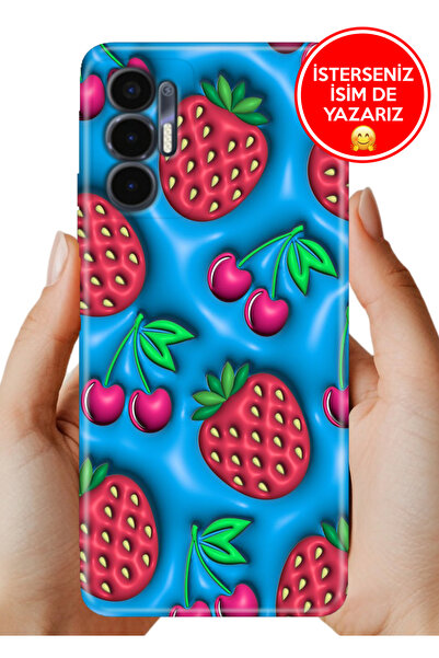 TECNO Pova 3 (LF7n) Kılıf Desenli Baskılı Kamera Korumalı Silikon Kiraz Çilek