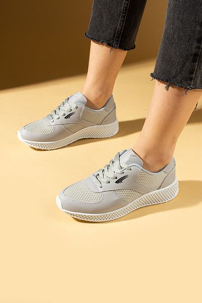Pembe Potin New Season Gray Black Women's Sports Sneaker Lace-Up Daily Comfortable Sole Shoes