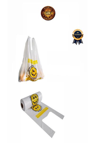 figanlar ambalaj Oversized Roll Smiley Printed Roll Bag Grocery Grocer Athlete Hışır 1 Roll