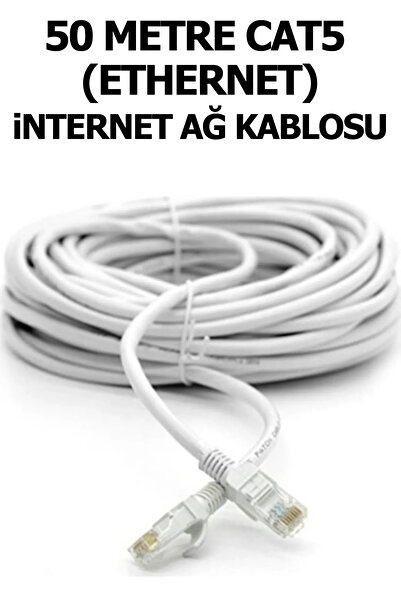 Plus Bilişim 50 Mt. Cat5 İnternet Kablosu, Tivibu, Adsl, Modem, PC, Laptop Et...