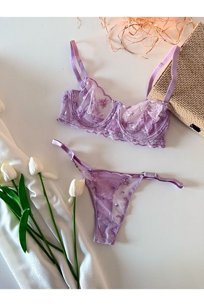 BLUE AVCI LINGERIE Set sutien Purple Serenity Brode