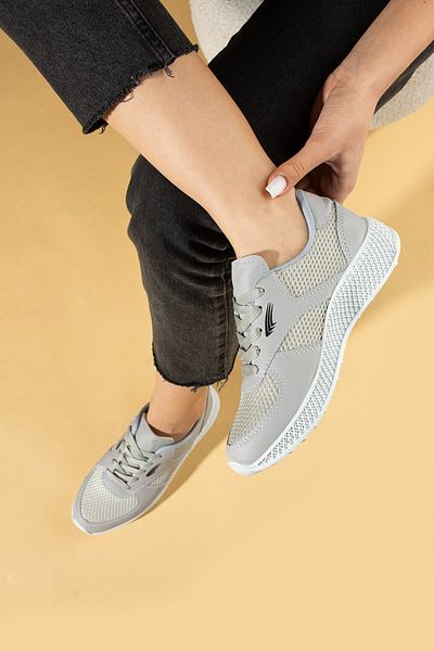 Pembe Potin New Season Gray Black Women's Sports Sneaker Lace-Up Daily Comfortable Sole Shoes