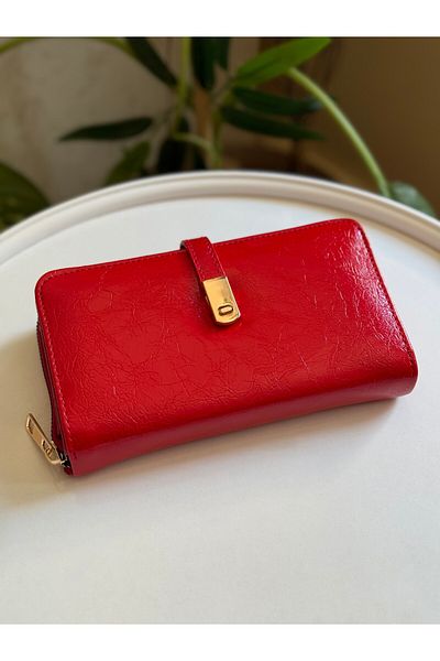 ZEYS Stylish Wallet with Shiny Leather Front Buckle and Phone Compartment