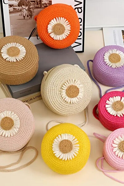 Nisankids Ψάθινη τσάντα για κορίτσια με φιγούρα ηλίανθου (ρυθμιζόμενο λουράκι)