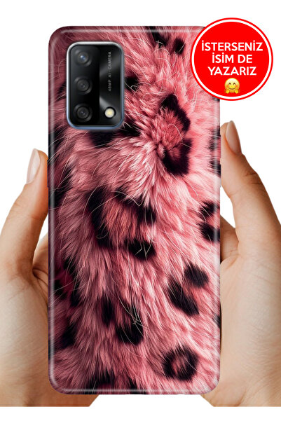 OPPO A74 4G Uyum Kılıf Desenli Rubber Kamera Korumalı Silikon Pembe Çitah