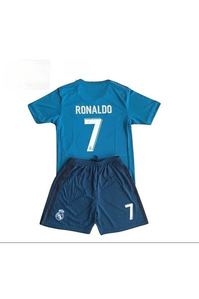 yenteks Cristiano Ronaldo 2018 Deplasare Turcoaz Tricou pentru copii Set de 4 șosete cu brățară Cadou SAT07