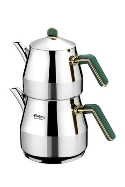 Akdeniz إبريق شاي ذاتي التجفيف متوسط ​​الحجم باللون الأخضر الماسي