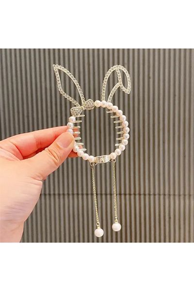 So Much Accesories So Much Γυναικεία Πόρπη με Πέρλες και Πέτρα Νέας Σεζόν με Φιγούρα Κουνελιού