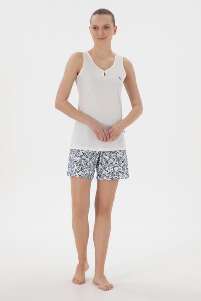 U.S. Polo Assn. Kadın Ekru Pijama Takımı 50312913-VR019