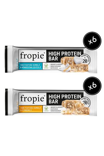 FROPİE Fropie Vegan High Protein Bar Set of 12 - Peanut Butter & Hazelnut & Coconut