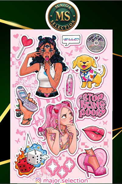 Major Selection Set of 3 Cool Gril Sticker Set Suitable for Planner Agenda Bullet Journal