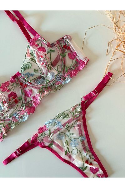 BLUE AVCI LINGERIE Set sutien Secret Garden Brode